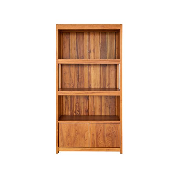 Bali teak bookcase with open display shelves