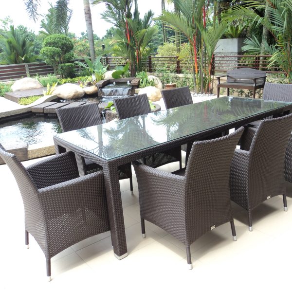 Calla 160cm Modern Picnic Rattan Dining Set-  Outdoor Patio Furniture Set Wicker Rattan Table and Chairs - Image 3