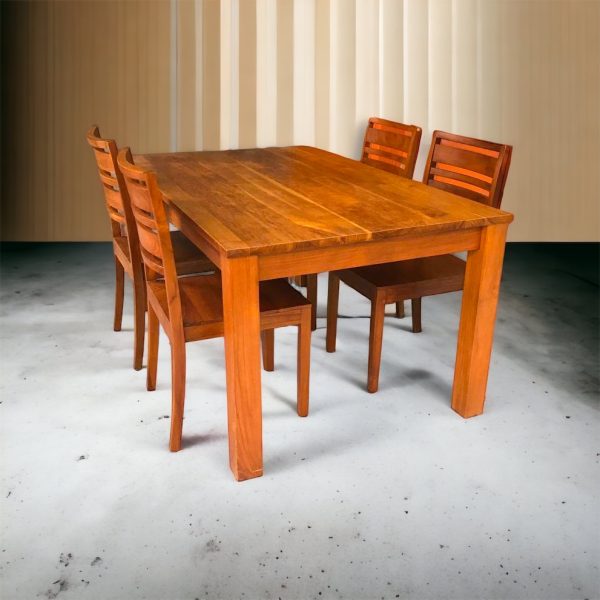 Dave Teak Dining Table Solid Legs 160cm - Image 8