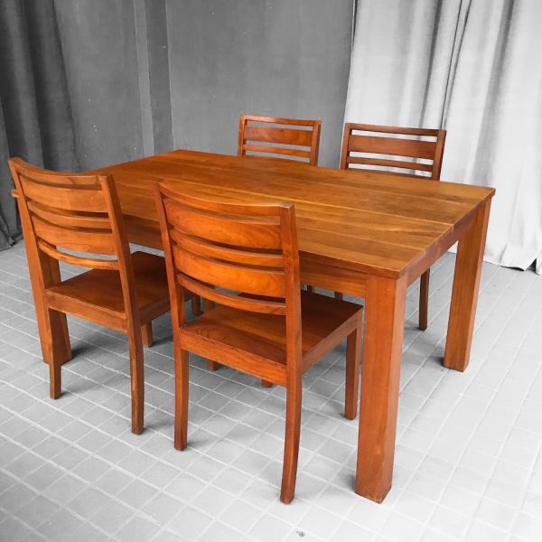 Dave Teak Dining Table Solid Legs 160cm - Image 11