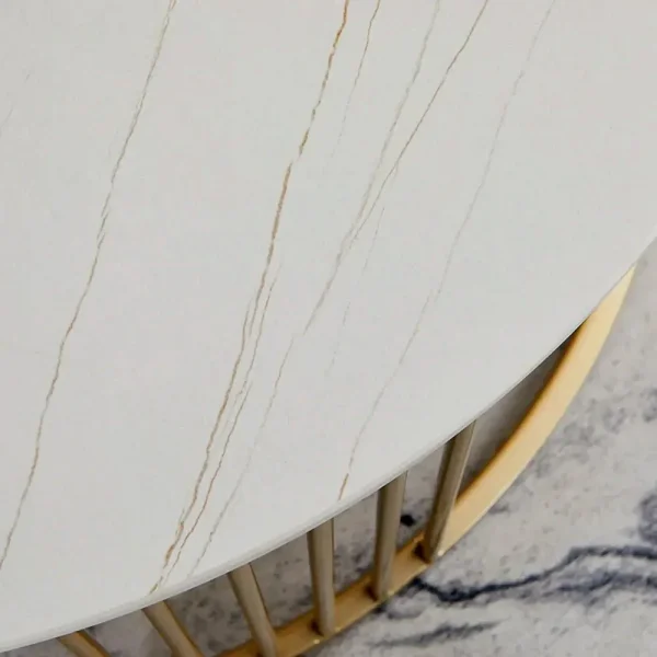 Olger 2 piece Modern Golden Marble Top Coffee Table - Image 4
