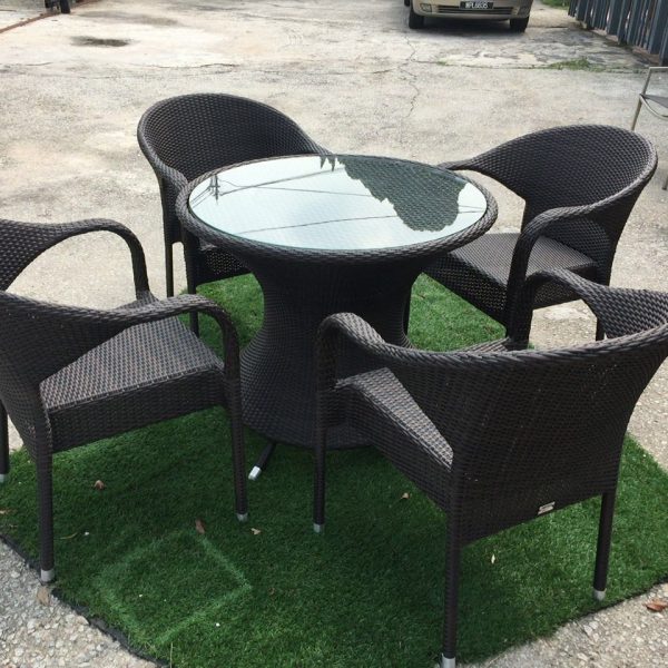 Wicker Garden Table and Chairs Set - Commando 90cm - Image 3