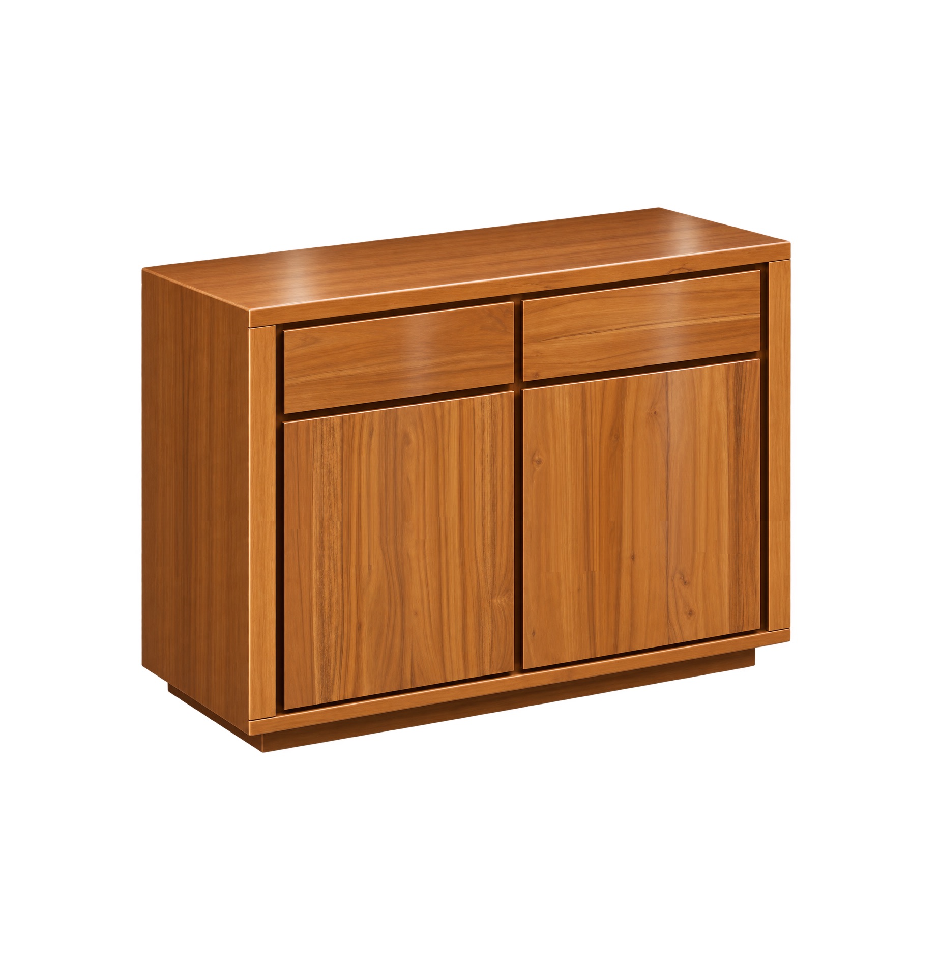 bello-teak-cabinet-2-door-2-drawer "teak sideboard showing its wooden frame, storage doors, and drawers"