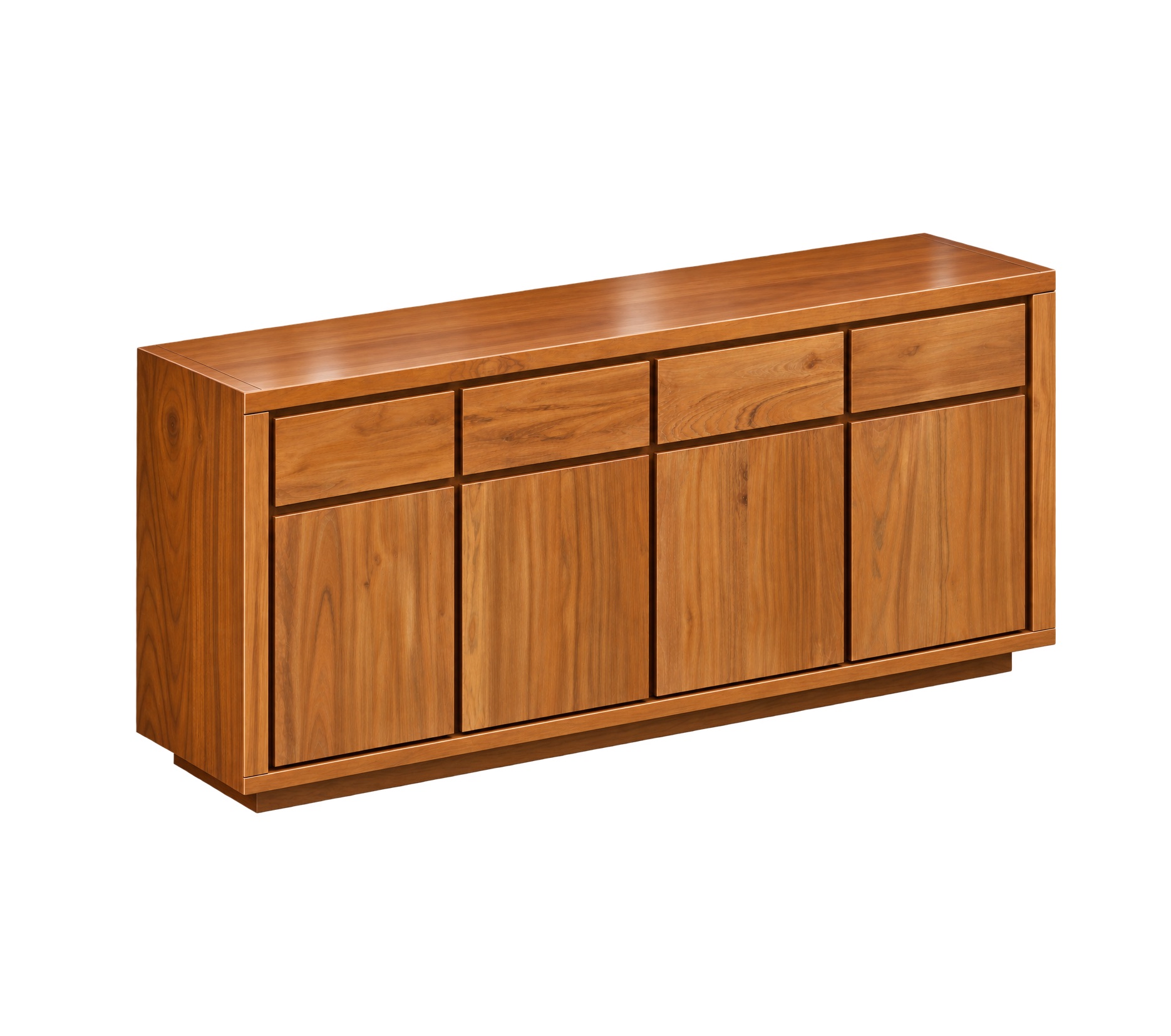 bello-teak-cabinet-PJ "Bello teak sideboard with four doors and four drawers in natural teak finish"