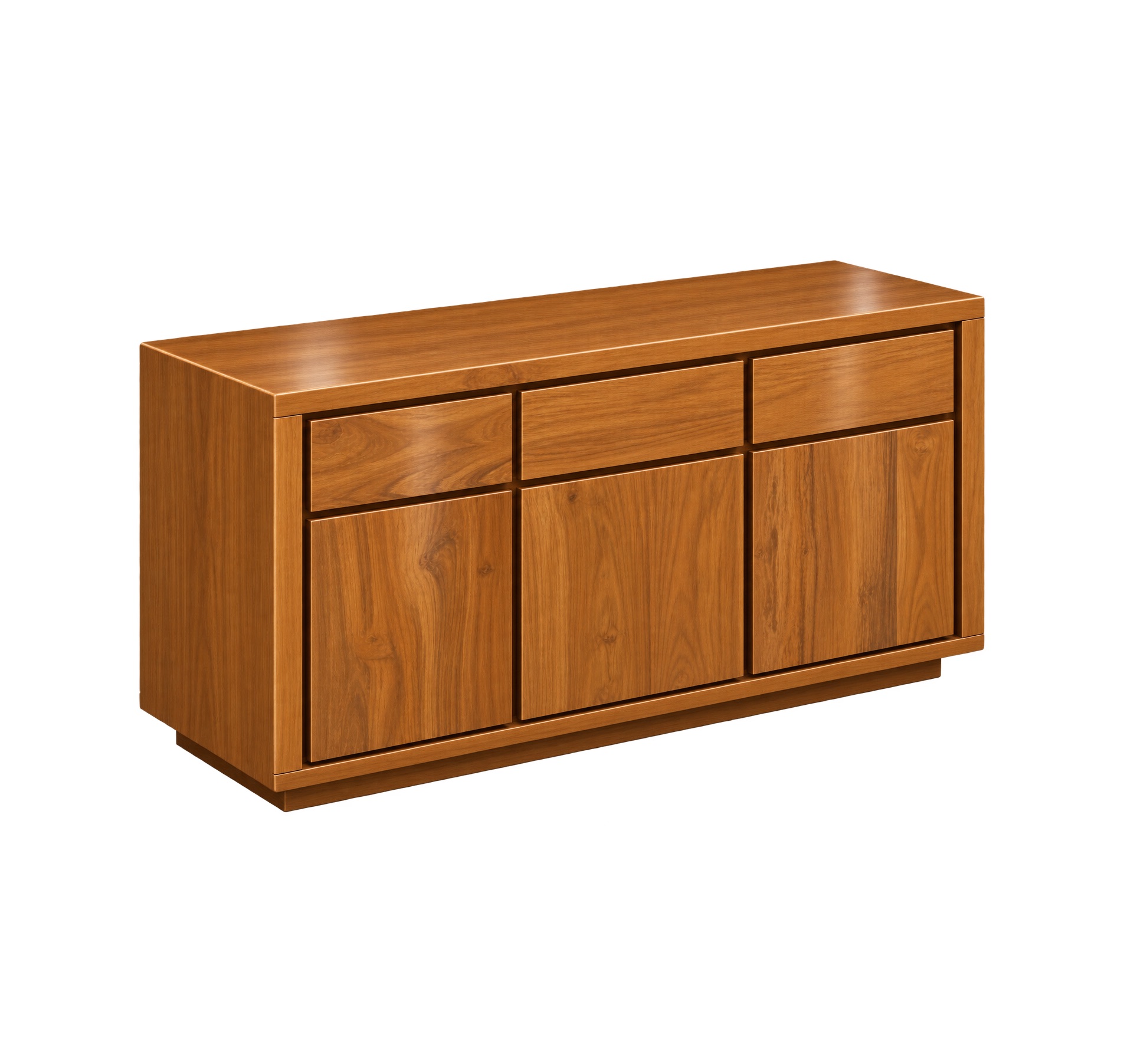 bello-teak-cabinet-malaysia "teak sideboard with three doors and three drawers in natural teak finish"