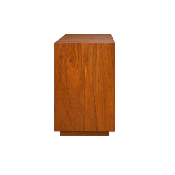 "teak sideboard with 3 doors and 3 drawers in natural teak finish"