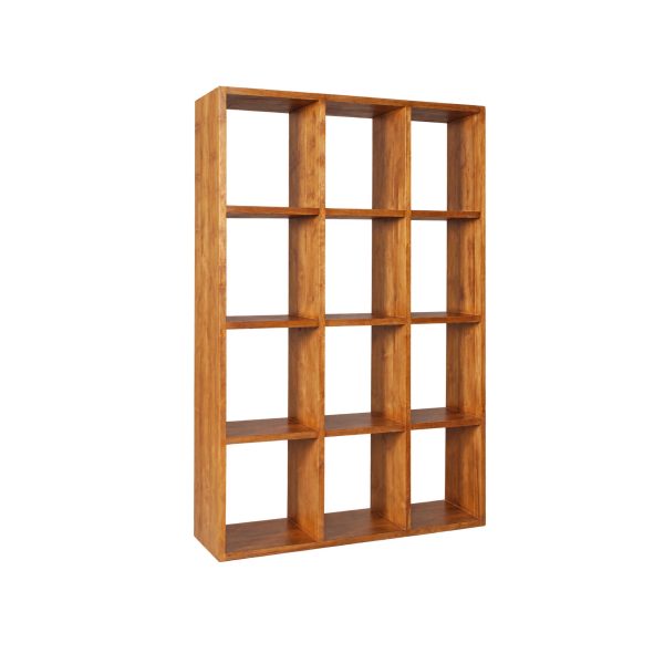 Conway triple column teak display shelf for interiors