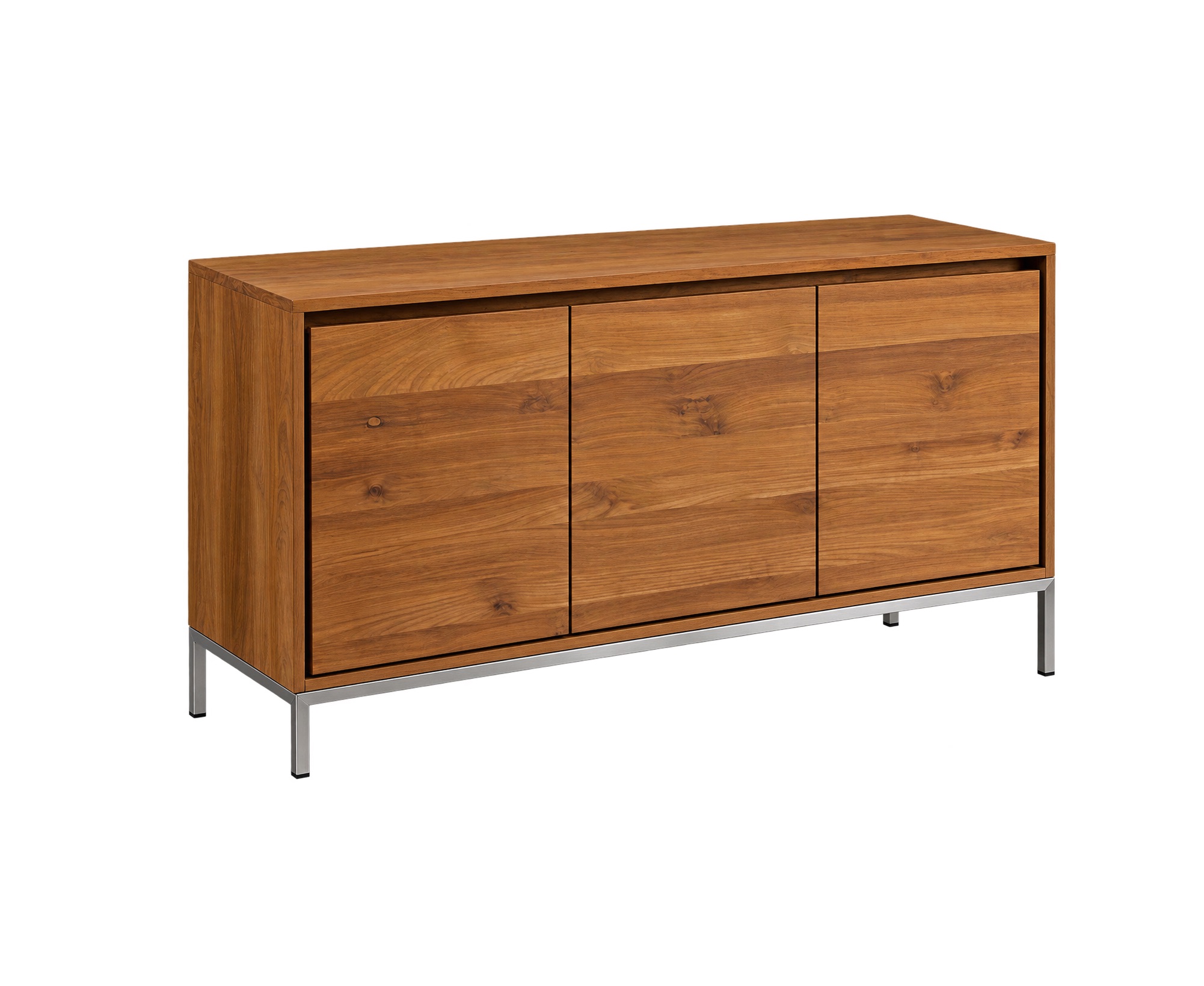 kent-teak-sideboard-malaysia-angle Kent Teak Sideboard Malaysia with three doors and sleek metal legs
