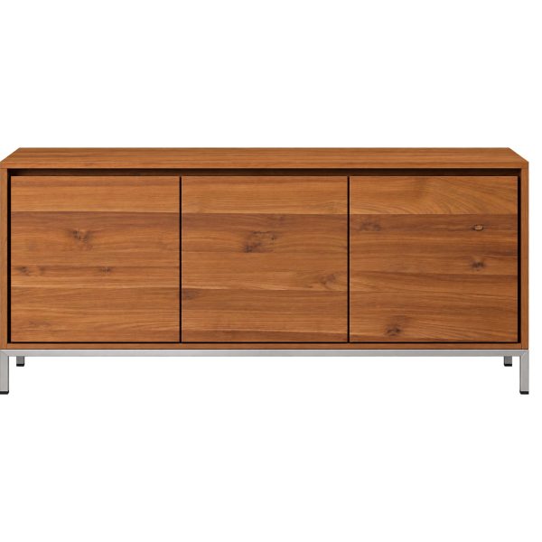 Kent Teak Sideboard with natural teak wood grain and metal legs