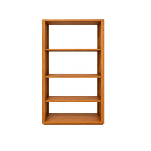 Natural teak shelving detail on Melissa bookcase