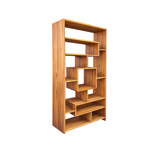 Prescott Teak Bookshelf showcasing its elegant wooden shelving design