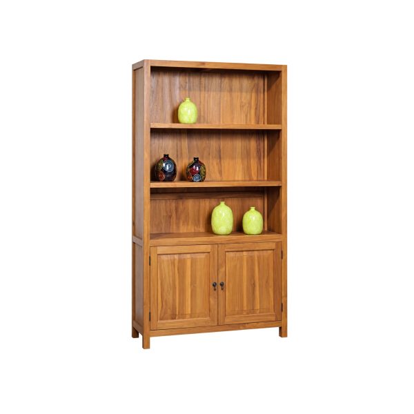 Teak book rack with enclosed storage for a luxury Kuala Lumpur interior