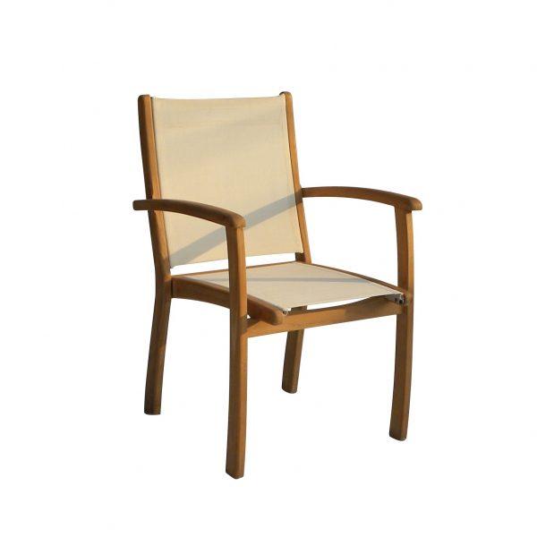 Rivera Teak Outdoor Stacking Arm Chair White Batyline