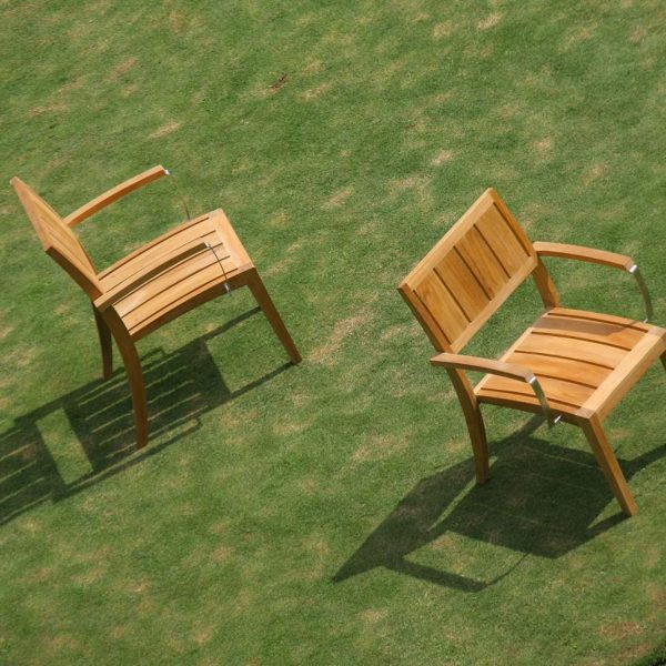 Nivelle Teak Outdoor Arm Stacking Chair - Image 3