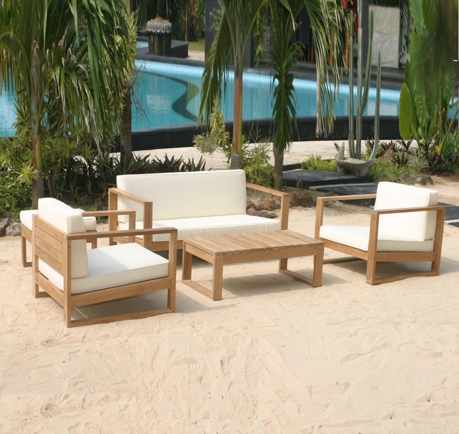 Teak Patio Sofa Zafron-plantation teak wood Zafron Sofa Set - Image 1