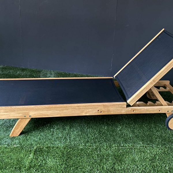 Rivera Teak Outdoor Lounger Flat Black Batyline - Image 3