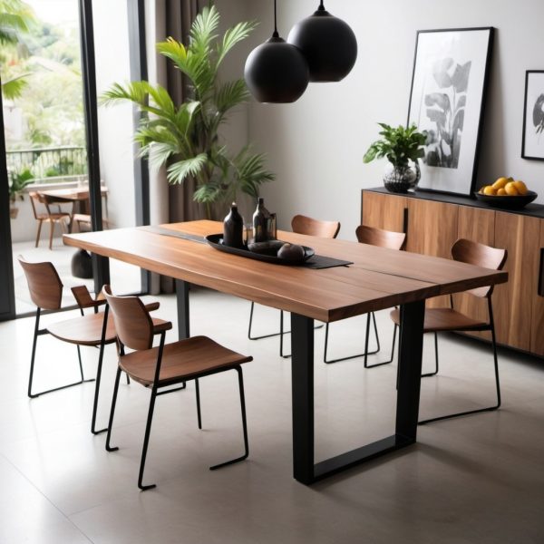 Ebano Dining Table 160 metal legs U Shape - Image 6