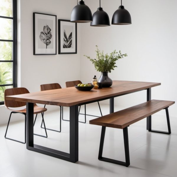 Ebano Dining Table 160 metal legs U Shape - Image 5