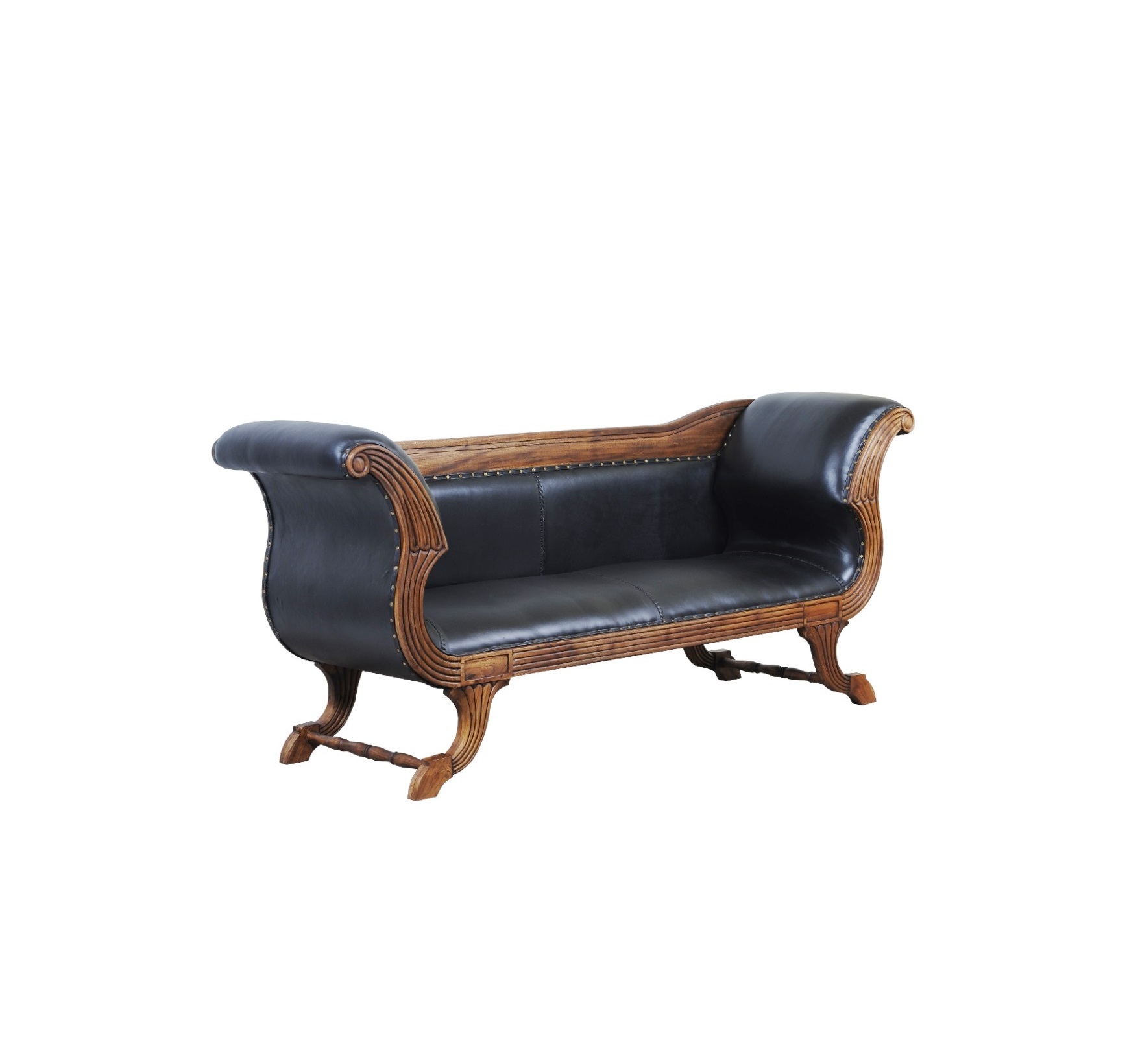 Teak leather Daybed Theodore Teak Leather Day Bed - Image 1
