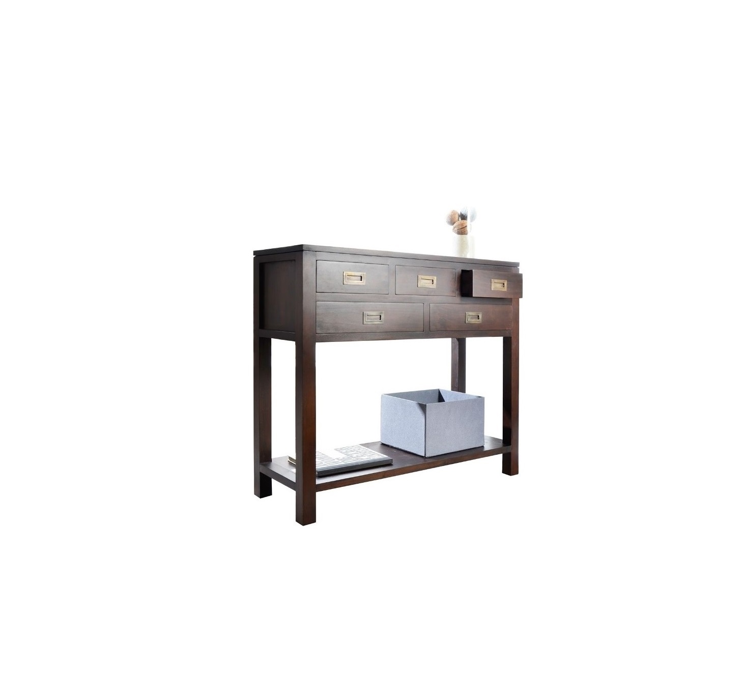 Console Table Dark mahogany_Rustic Finishing Armando Teak Console Rustic - Image 1