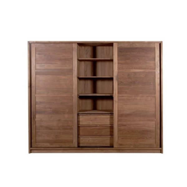 Ayana Teak Sliding Door Wardrobe - Image 3