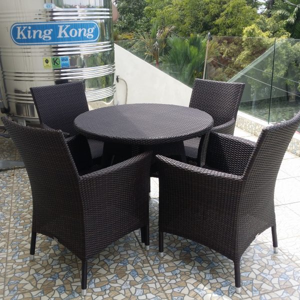 Tulip Wicker Rattan Outdoor Round Dining Table 70cm - Image 4
