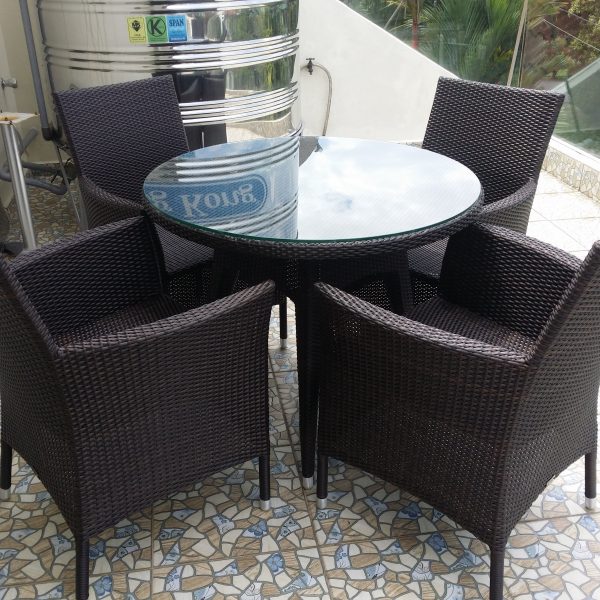 Tulip Wicker Rattan Outdoor Round Dining Table 70cm - Image 6