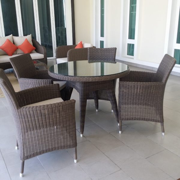 Tulip Wicker Rattan Outdoor Round Dining Table 70cm - Image 5