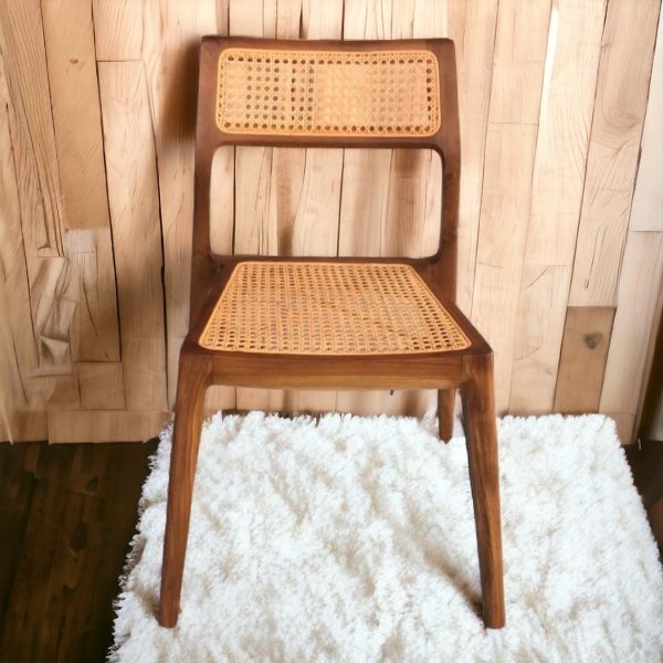 Elbie Teak Rattan Stacking Side Chair - Image 5