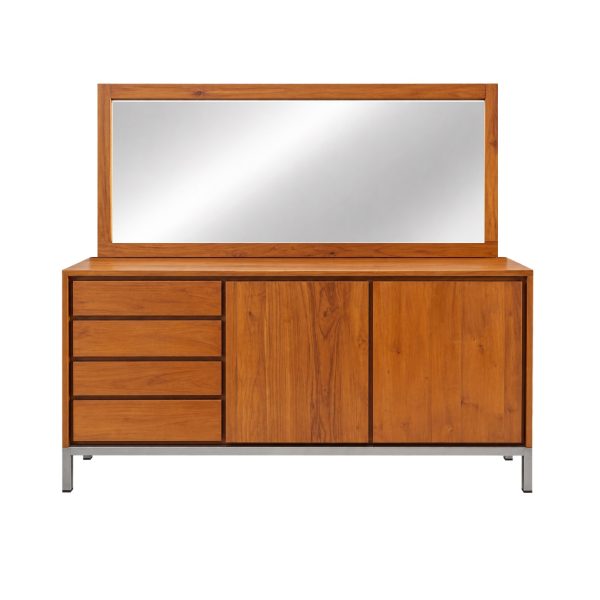 Teak 4drawers, 2 doors, and modern metal legs in KL