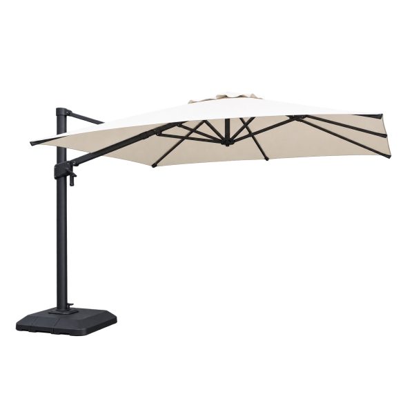 Eclipse cantilever parasol with cream canopy and black frame