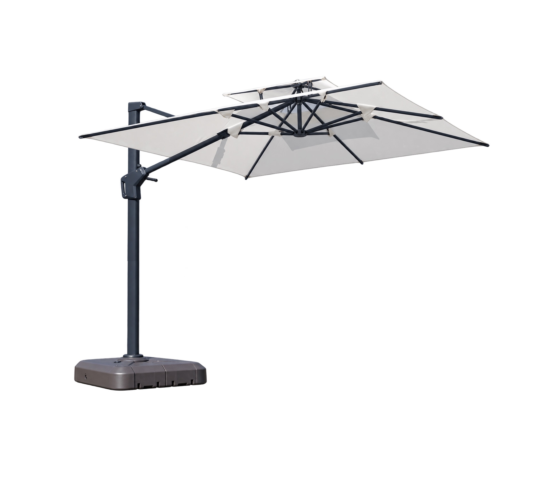Lumora-double-tier-cantilever-aluminium-parasol LUMORA aluminium cantilever parasol for outdoor patio and poolside shade