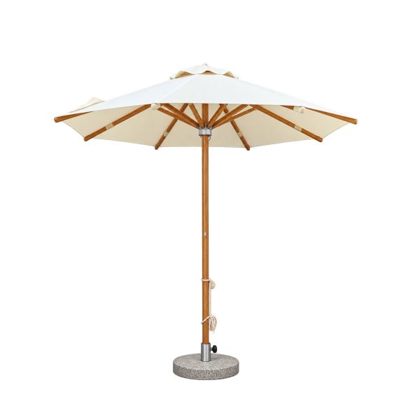 Aurelia wood-finish aluminium parasol with cream canopy