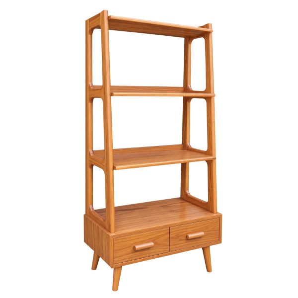 AVENZA teak display shelf and bookcase with four shelves and two drawers