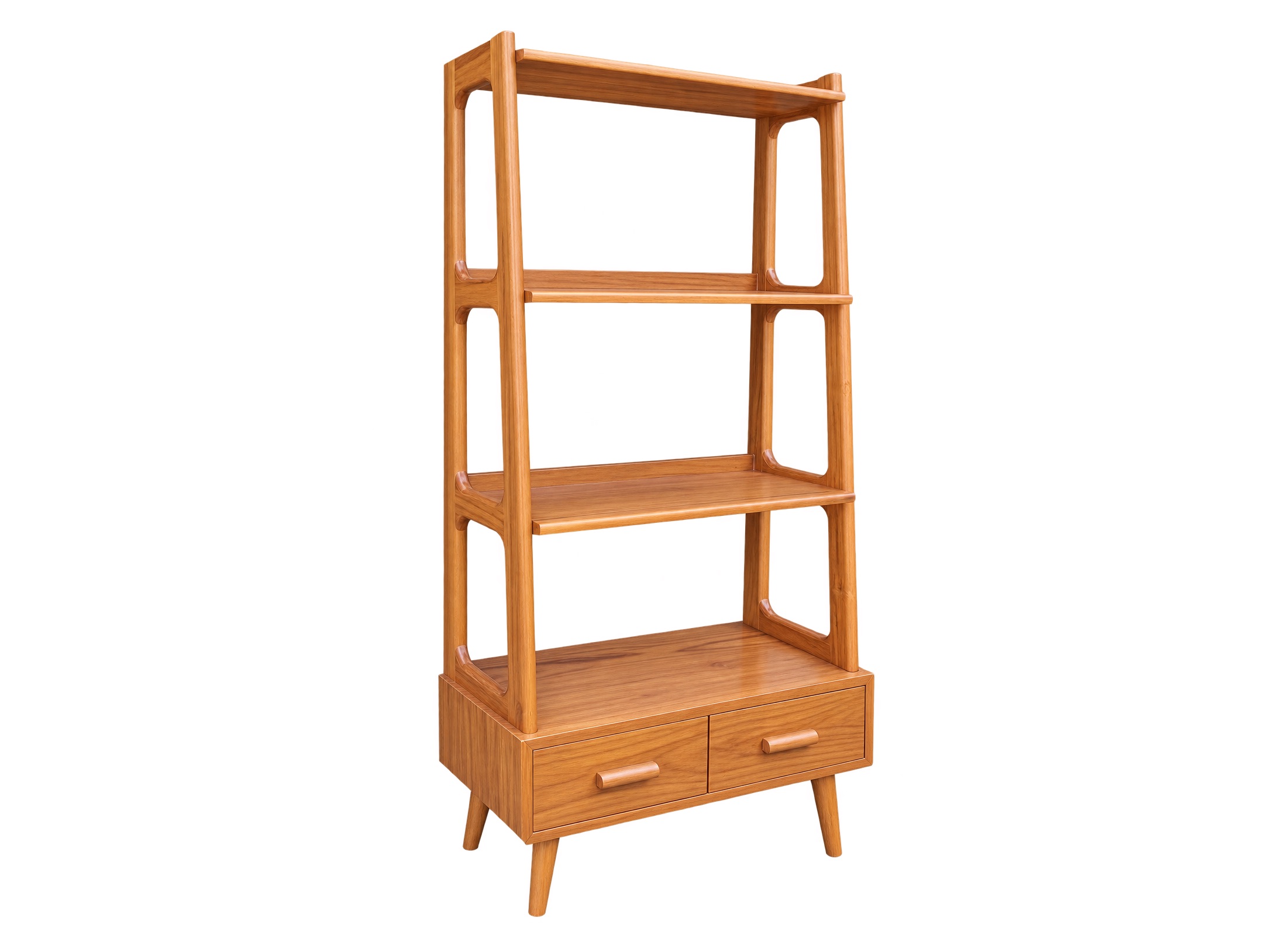 avenza-teak-display-shelf-bookcase AVENZA teak display shelf and bookcase with four shelves and two drawers