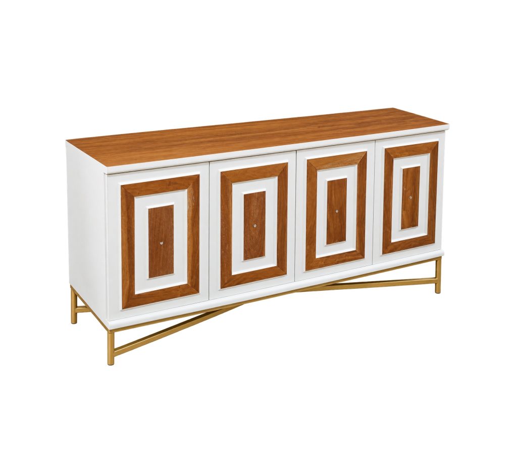 Cavello mahogany sideboard with geometric doors and gold-tone legs in Malaysia