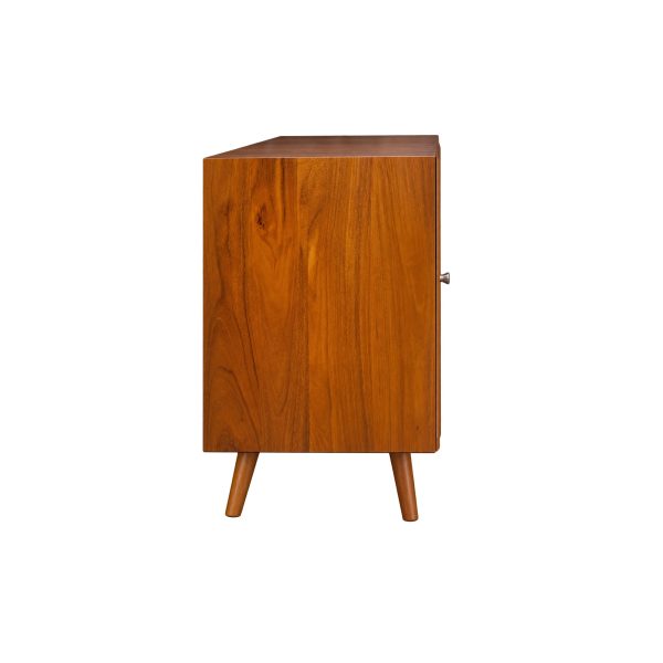 teak cane storage cabinet with natural wood finish