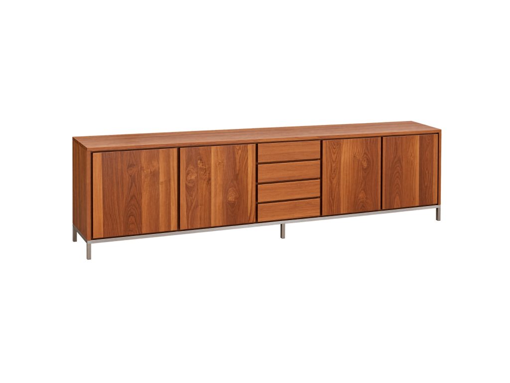 AURELIS modern 4-door sideboard cabinet with four drawers and metal legs