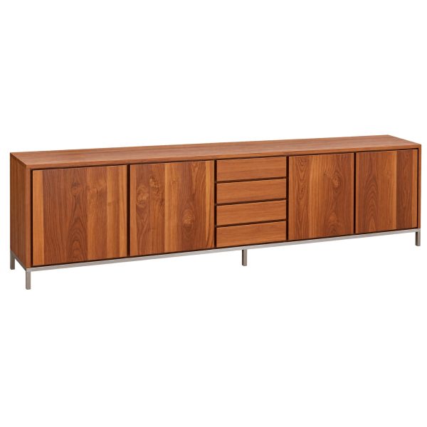AURELIS modern 4-door sideboard cabinet with four drawers and metal legs