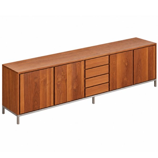 modern 4-door sideboard cabinet with four drawers and metal legs