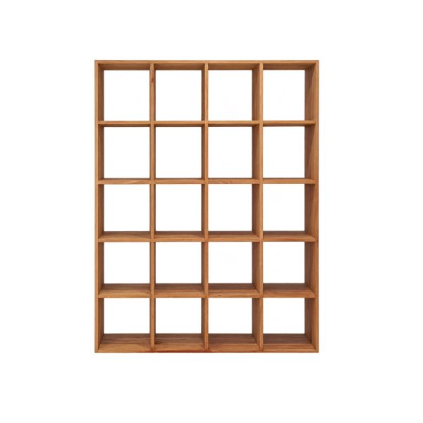 Four column Conway teak bookcase with open shelves