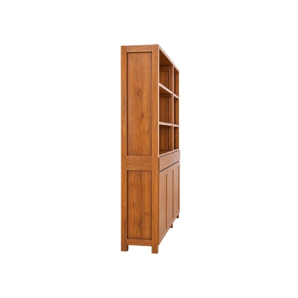 Large teak bookshelf with drawers for a luxury Kuala Lumpur interior